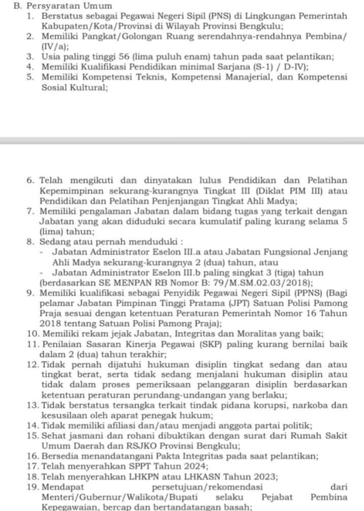 Pemkab Lebong Resmi Umumkan 10 JPTP