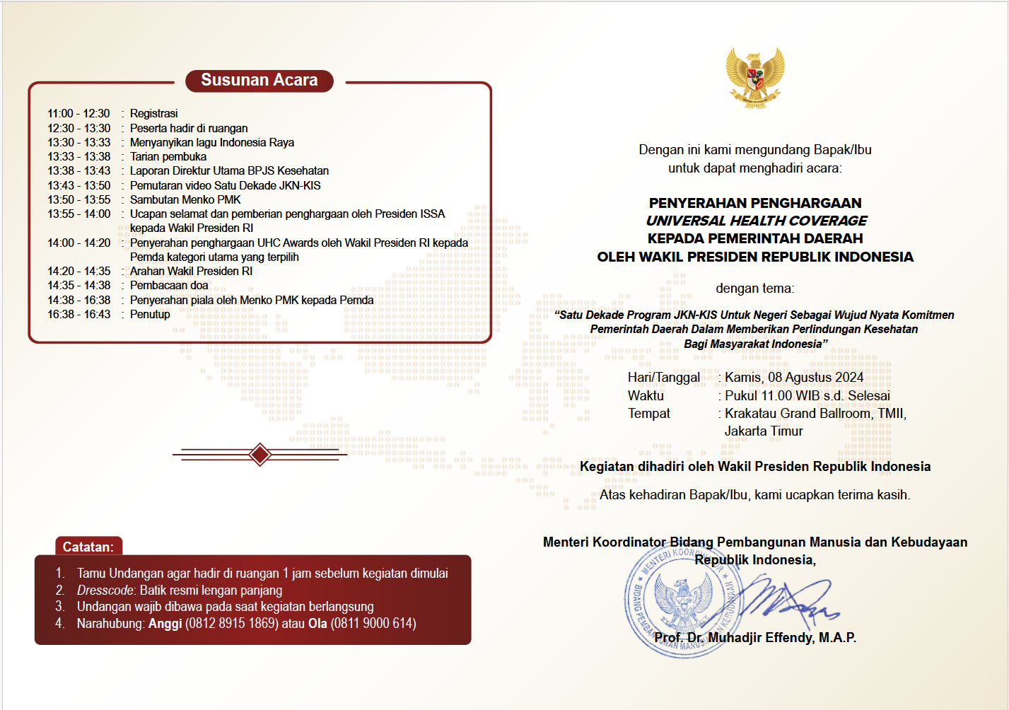 Bupati Kopli Ansori Kembali Akan Terima Penghargaan UHC Dari Wakil Presiden